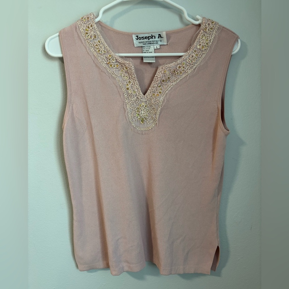 Pink Sequin Joseph A Sleeveless Top
